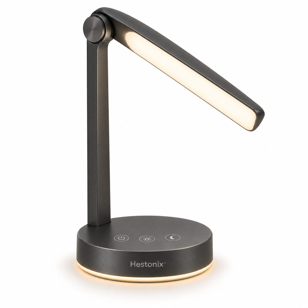 Hestonix™ Fold-Away Bedside Reading Lamp with Focused Night Reading Light and Soft Ambient Glow