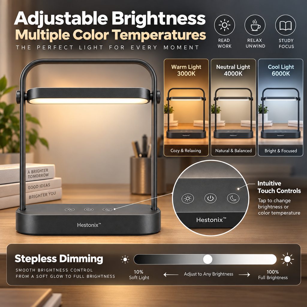 Hestonix™ Sculptural Floating Light Bar Desk Lamp with Dual-Direction Task & Ambient Lighting