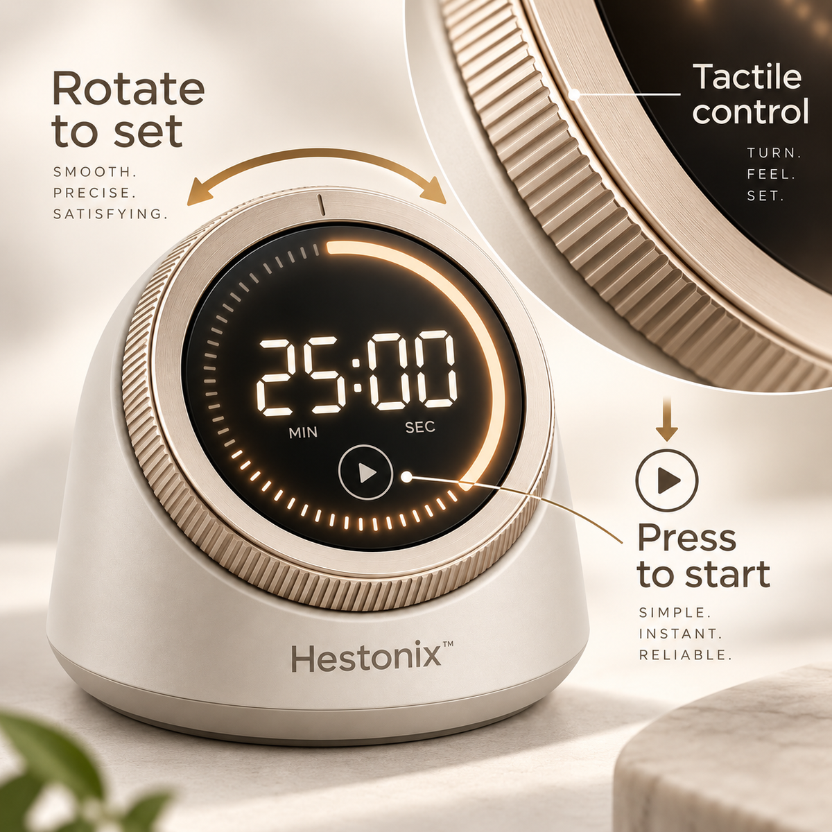 Hestonix™ Rotating Focus Timer with Halo Progress Display