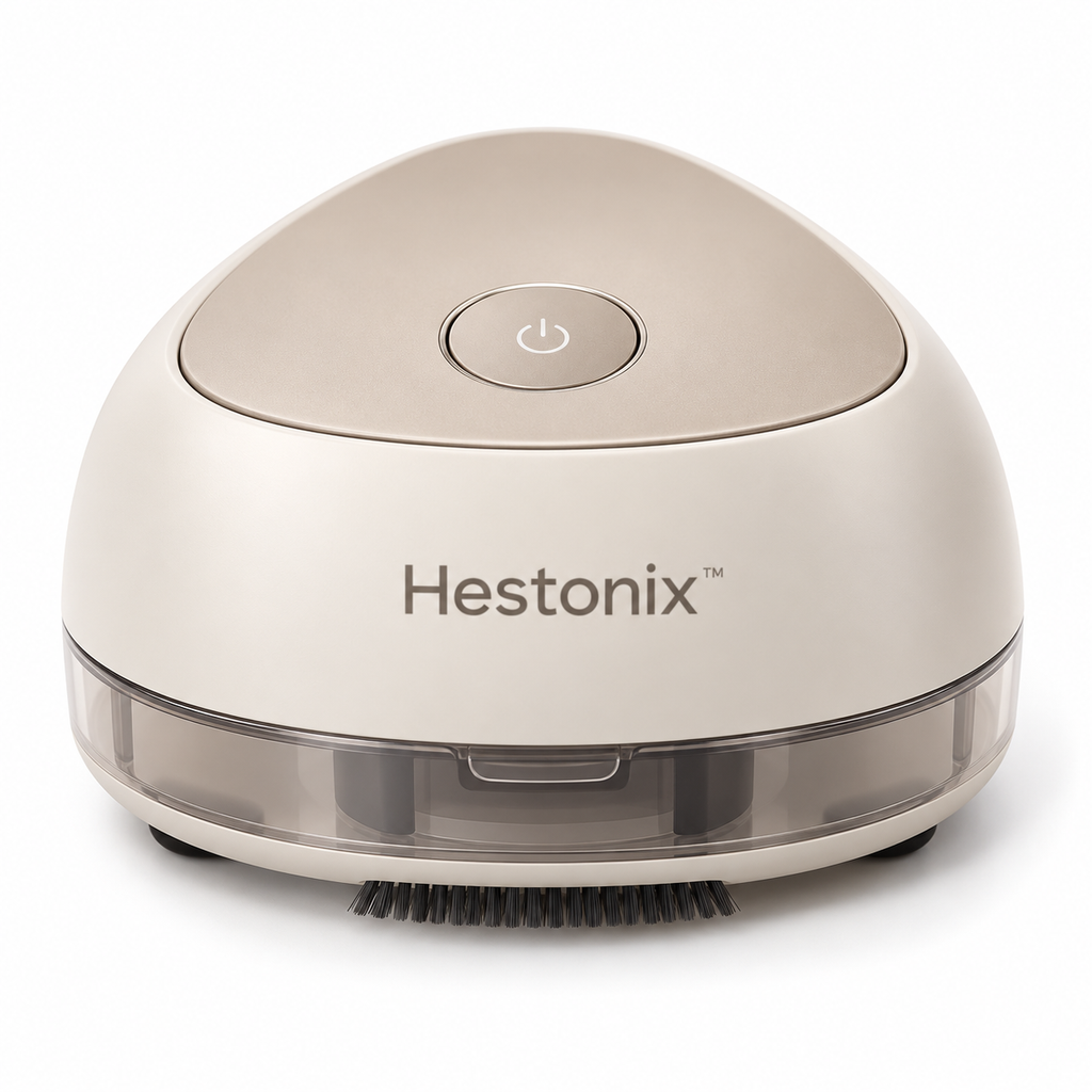 Hestonix™ Compact Desktop Vacuum with Edge Brush and Lift-Off Dust Cup