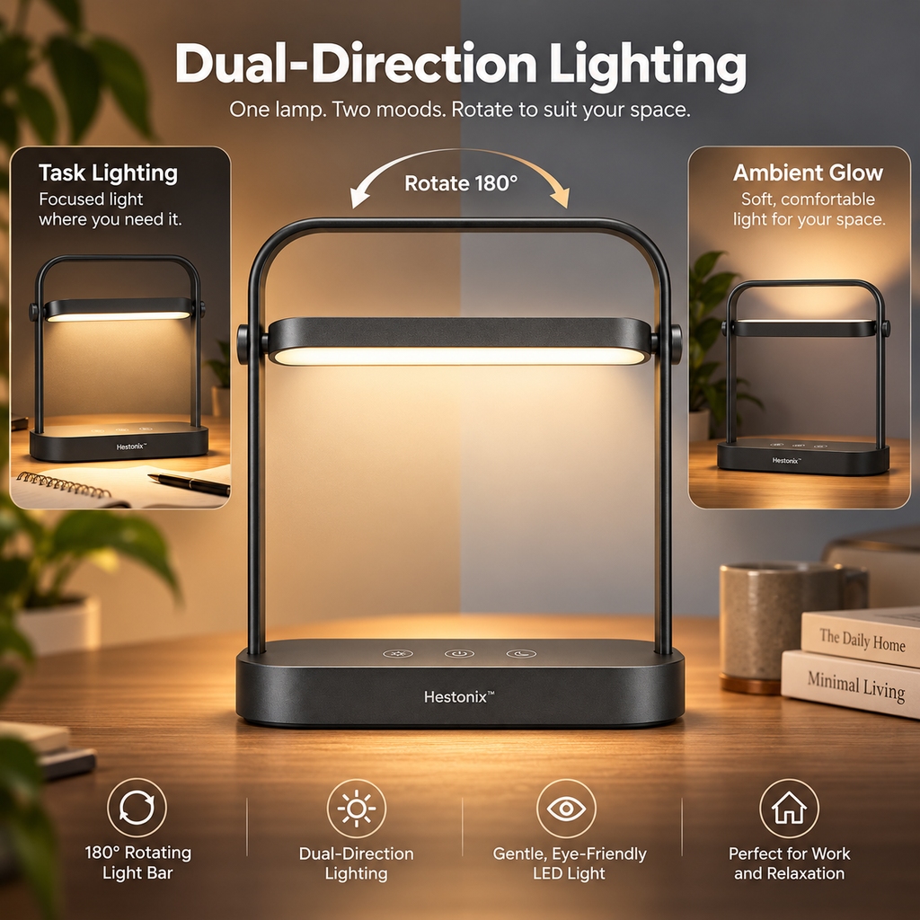 Hestonix™ Sculptural Floating Light Bar Desk Lamp with Dual-Direction Task & Ambient Lighting