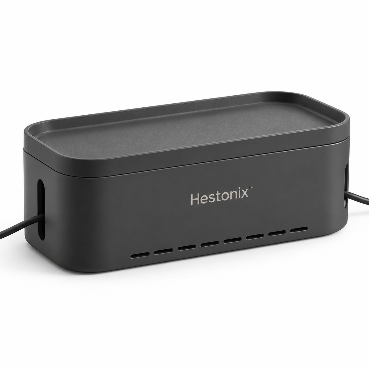 Hestonix™ Sculpted Power Cord Storage Box with Elevated Device Tray