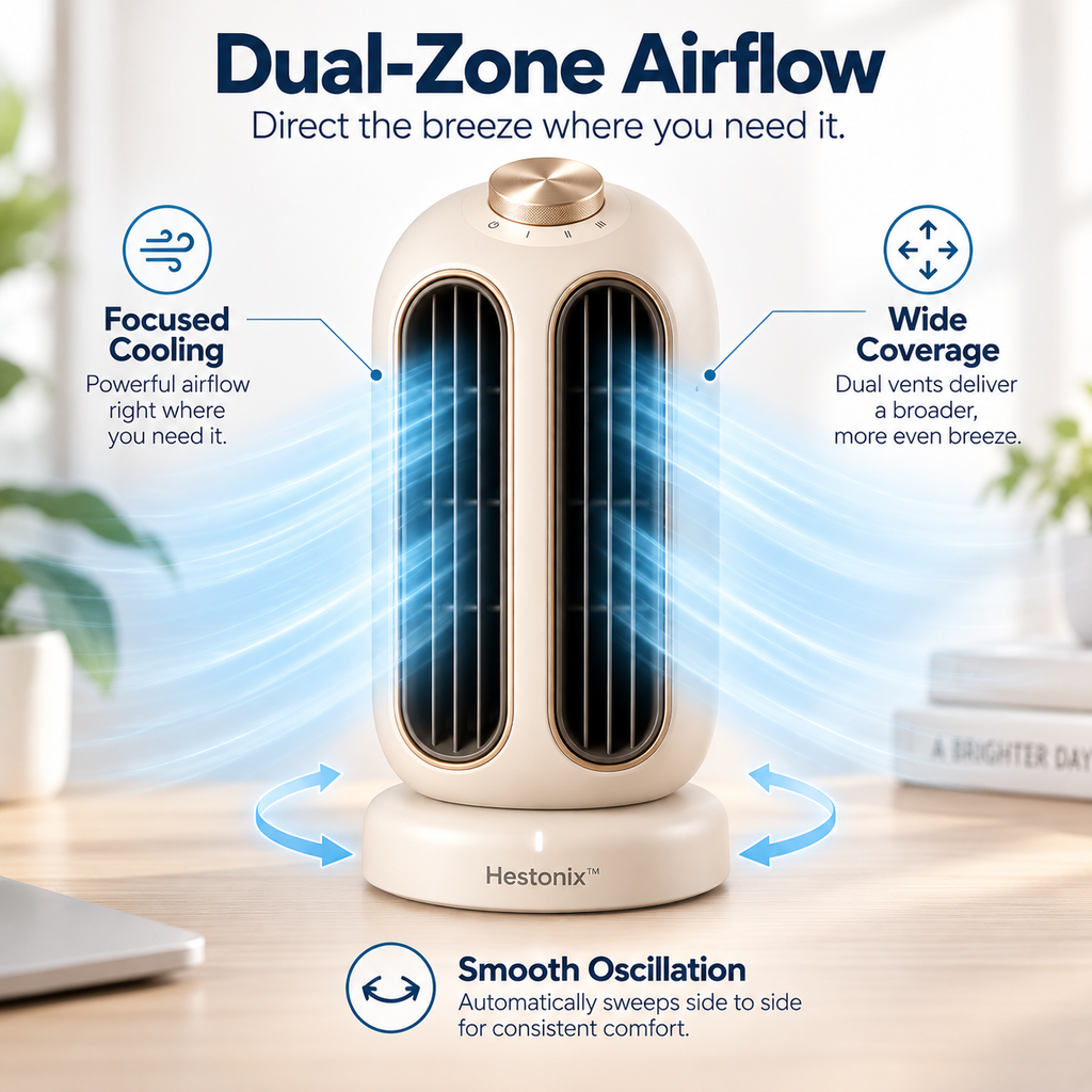 Hestonix™ Dual-Zone Desktop Airflow Fan